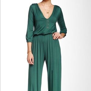 Rachel Pally L Clancy v neck jumpsuit in emerald green